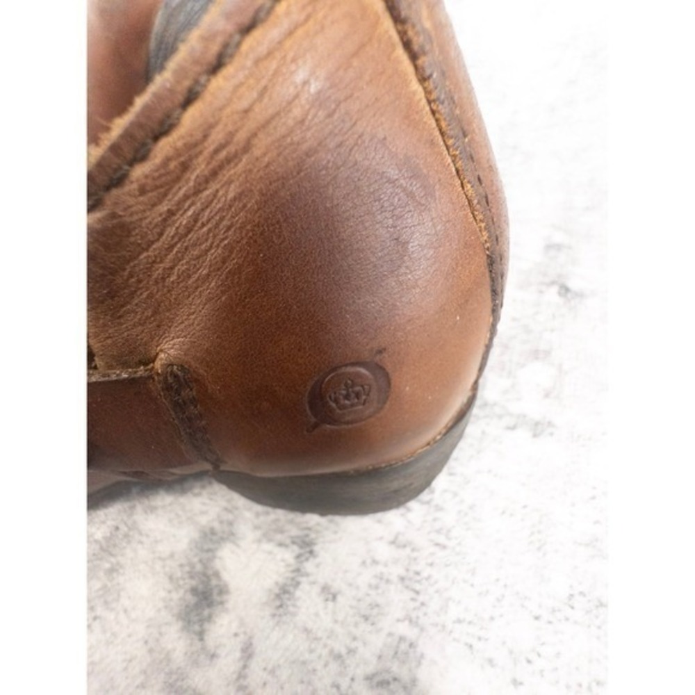 Born Ankle Boots Leather Buckle Zip Side Women Est. Sz 8 Brown Block Heel - Picture 6 of 9